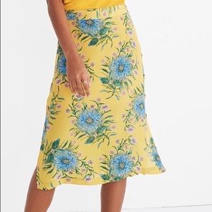 Madewell Silk Side Button Painted Blooms Skirt